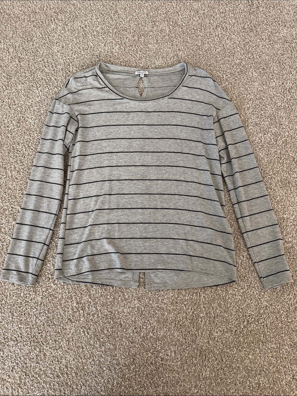 Splendid Gray and Black Striped Long-Sleeve Tee